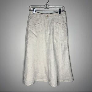 Orvis Cream Linen A-Line Skirt